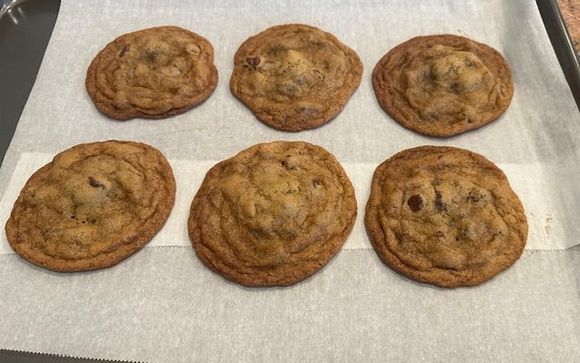 My cousin is a cookie (especially chocolate chip) fanatic. My Christmas gift to her was a dozen home made cookies a month. This month’s is Truffle-stuffed chocolate chip. 