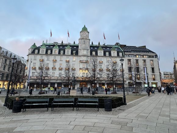 Grand Hotel — the Nobel Prizes award ceremonies were on Tues; look closely at the window immediately to the left of the tower