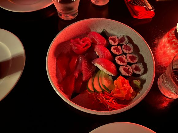sushi (fish caught from coastal trolling fishing trip in the morning)