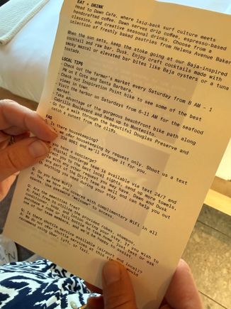 Hotel info sheet