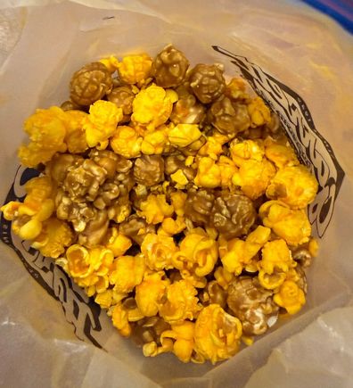 Now that’s a dinner! Garrett’s “Chicago Mix” popcorn!