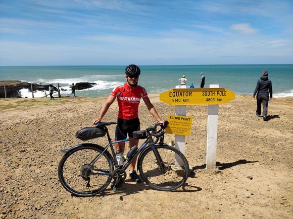 David finally finishing his bike tour of the country (well, he still had to go back to Auckland, but I think he used more conventional means of transportation to get there on the way back)