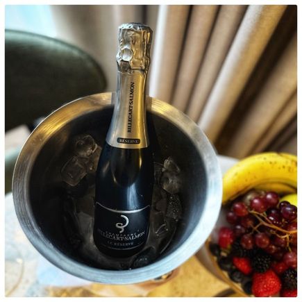 and a bottle of actual champagne (from a known maker).