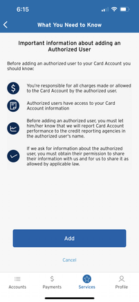 AU confirmation in-app