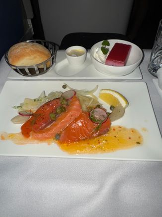 The salmon was ok, had a bit of flavour, but the 'salad' didn't really add much, so just seemed a lot of salmon.