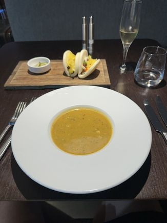 Soup. Hot, but the Boston AC clam chowder has it beat!