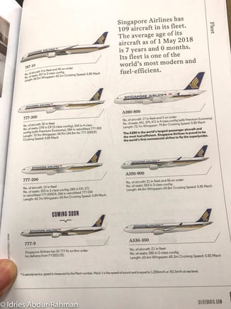 Singapore Airlines fleet. I have to be honest and say that I had no idea that the 787-10 was already flying with SQ. Bad aerophile, bad! (slapping my hands).