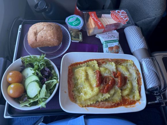 First meal service. "Vegetarian"