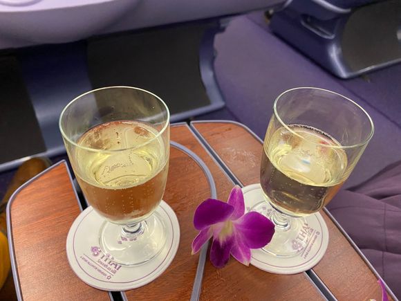Pre-departure drinks with a flower
