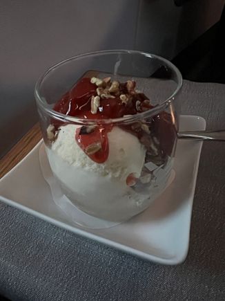 Options of sundae, fruit and cheese, or salted caramel tart