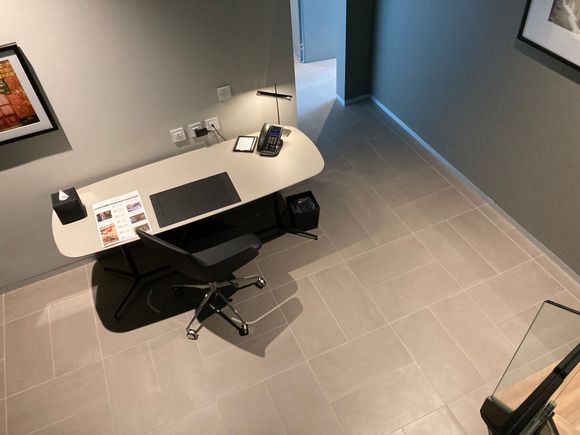 In the staircase well is the desk area