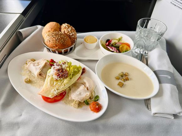 Chicken Caesar Salad & Roasted Artichoke Soup