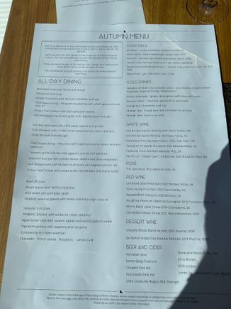 Autumn menu