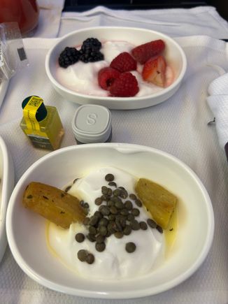 Balanced diet meal:  Appetizer and dessert