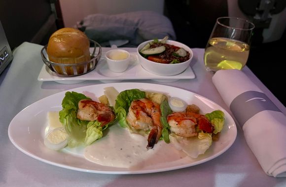 I choose the prawn Caesar salad to start 