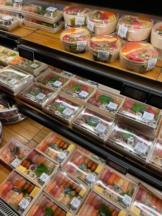 Pre-packaged sushi selection