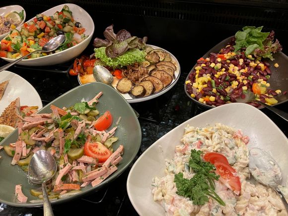 Evening spread at club lounge: Lots of salads 