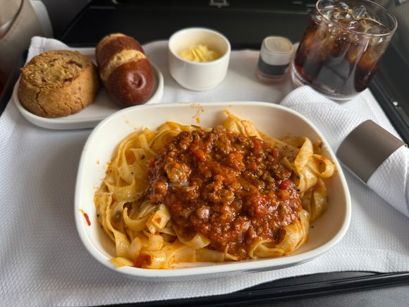 Arrival tagliatelle with beef ragout. Was decent. 