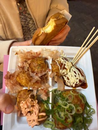 More Takayuki and a coin bread: a soft waffle casing filled with cheese.