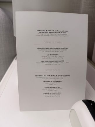Snack menu