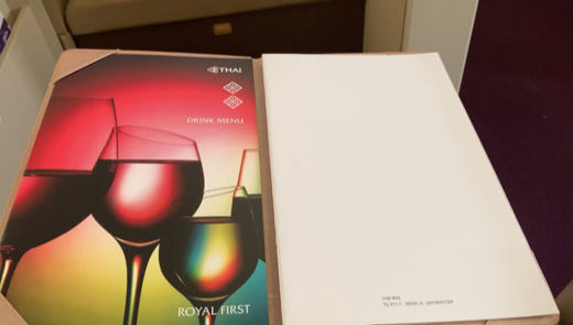 Wine list and menu card