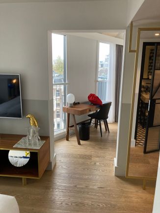 Look from the bed into the living area