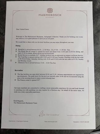 Just some additional information about the hotel.
