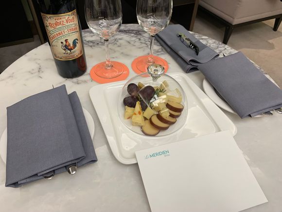 My Ambassador informed the hotel that I was traveling for my wedding and my honeymoon. So the hotel did prepare some bottle of wine as well as some cheese!