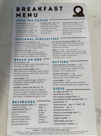 Full Breakfast menu on both Saturday and Sunday