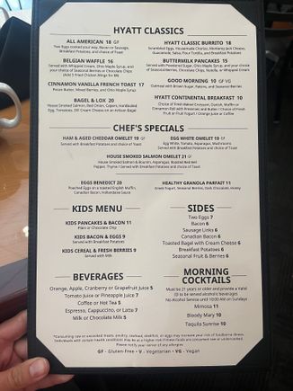 Current breakfast menu