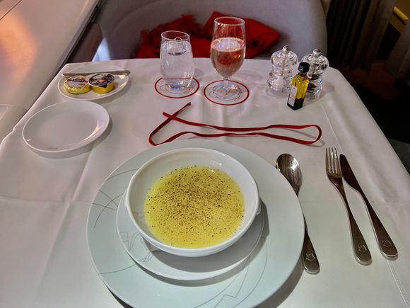 Truffle cream soup - watery but flavorful 