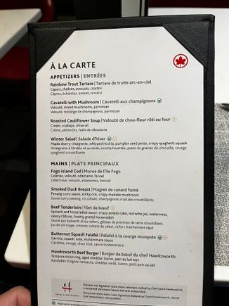 An updated menu 
