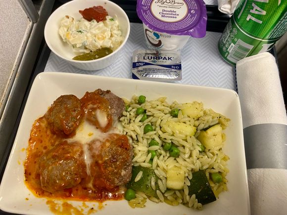 Beef meatballs with orzo