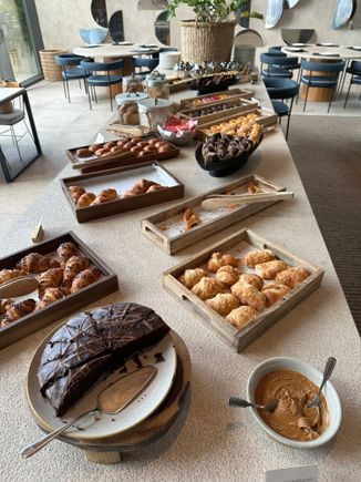 Pastries table at breakfast