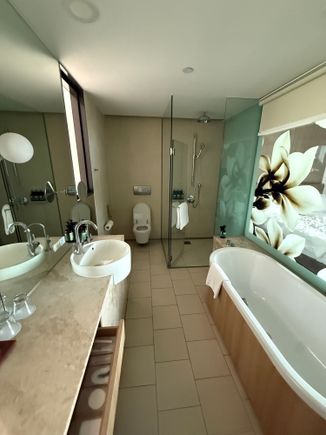 Shower, bath, and hygiene expendables on offer.