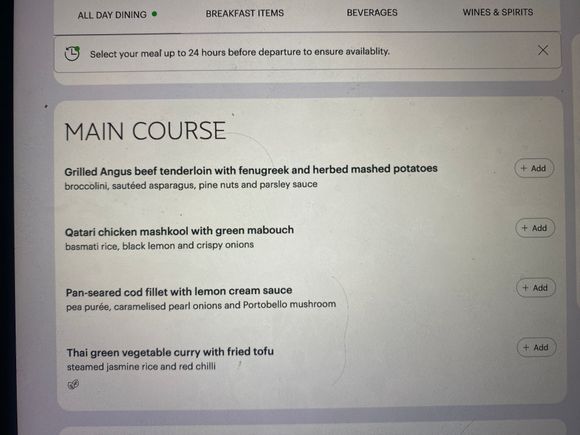 This is my menu for my flight from Dublin to Doha. Does anyone have any recommendations on what is good out of these choices? Thanks 