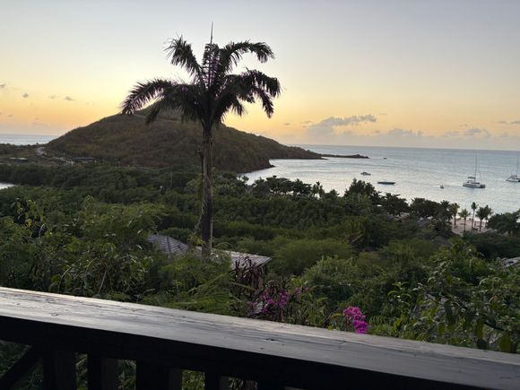 Hillside Suite 34, view from deck at golden hour