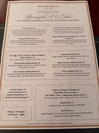 breakfast menu, pick one from each section