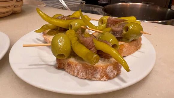 A salty, pickled skewer