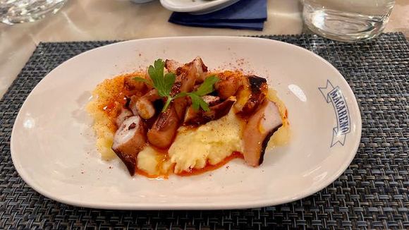 Octopus on potato puree