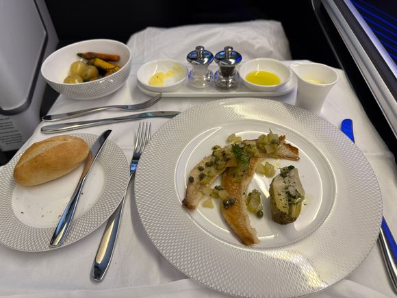 Dover sole tasted better than it looked and with the sides it was filling. 