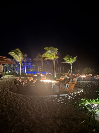 View of fire pits by Seaside Grill