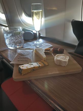 Mid-flight cheese board. 