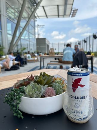 Enjoying the new Chase Sapphire Terrace that
 just opened in Austin’s airport. 