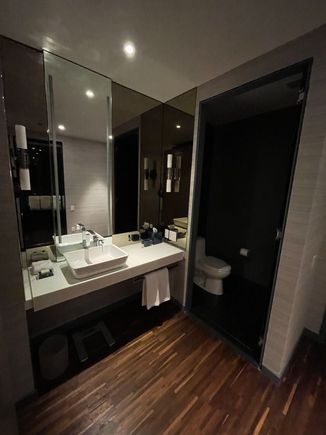 This is the alcove with the shower / tub to the left and bathroom to the right. Quite a wealth of space.