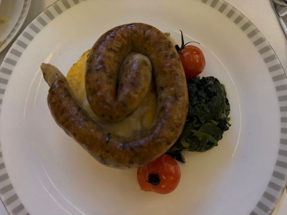 Egg soufflé and sausage 