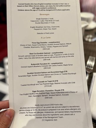 Breakfast menu
