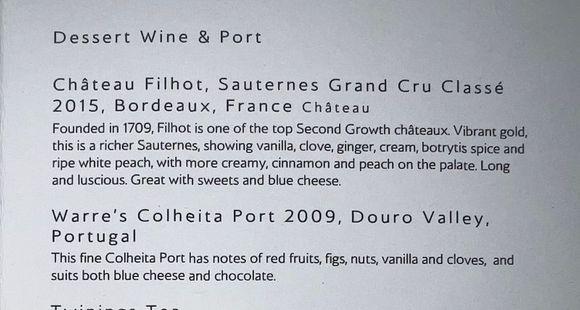 Dessert list
