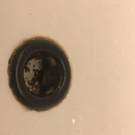 Dirty bathroom sink drain (second room)