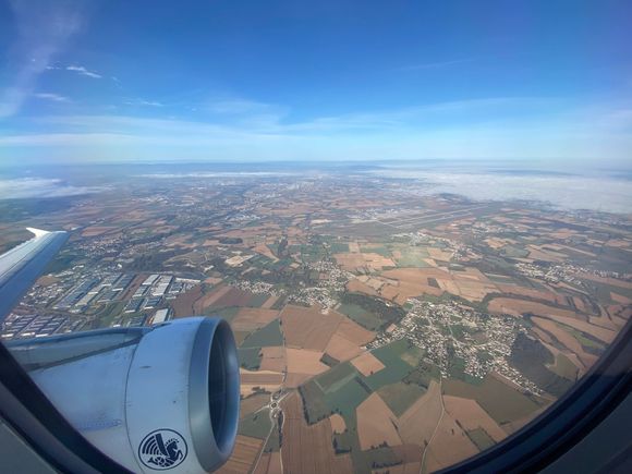 LYS airport bravely fighting against the cloud line. Taken from an A320 whose paintjob screams "Please replace me with a A220"